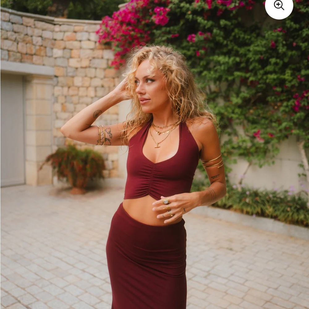 Chic Burgundy Maxi Skirt with Matching Top by ROYAL Codes 🦄🪄